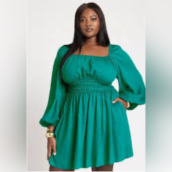 Eloquii Mini Fit and Flare Dress Teal Green NWT Size 20 - Picture 2 of 10